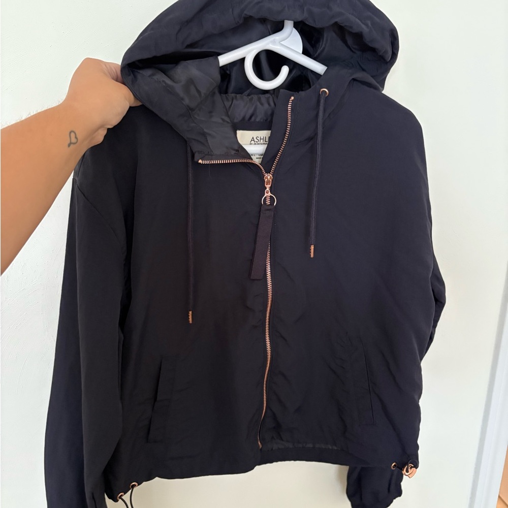 Ashley By 26 International Navy Blue Utility Jacket with Hood